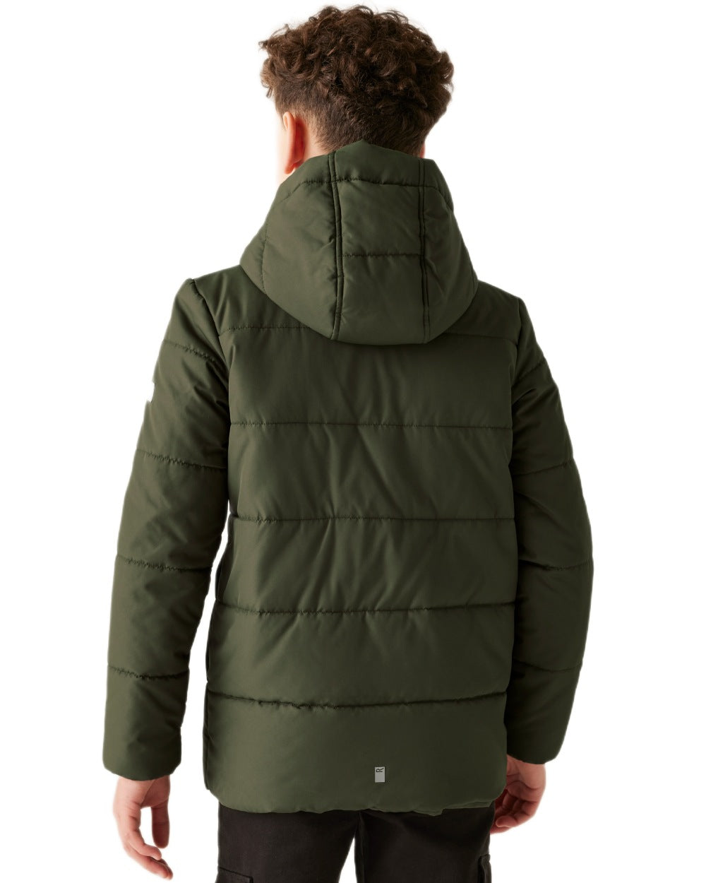Green Coloured Regatta Childrens Halkner Quilted Jacket on white background