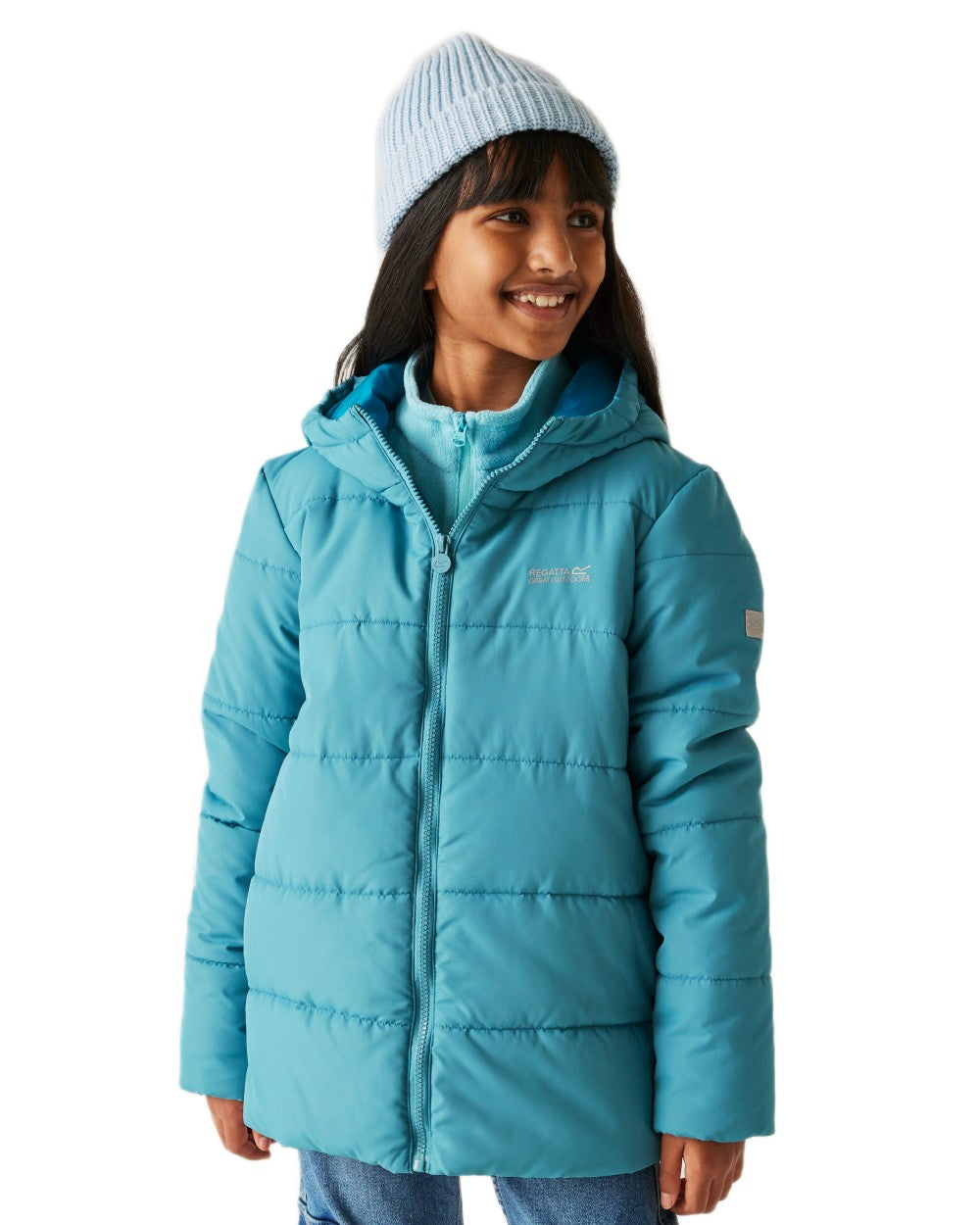 Navy Blue Coloured Regatta Childrens Halkner Quilted Jacket on white background