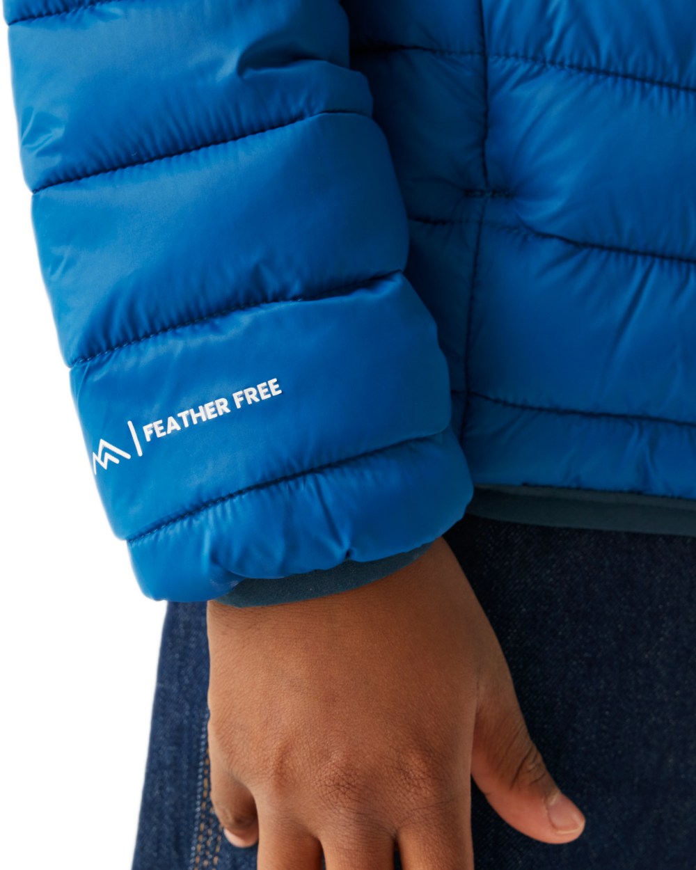 Snorkel Blue Moonlight Denim Coloured Regatta Childrens Hooded Marizion Padded Jacket on white background