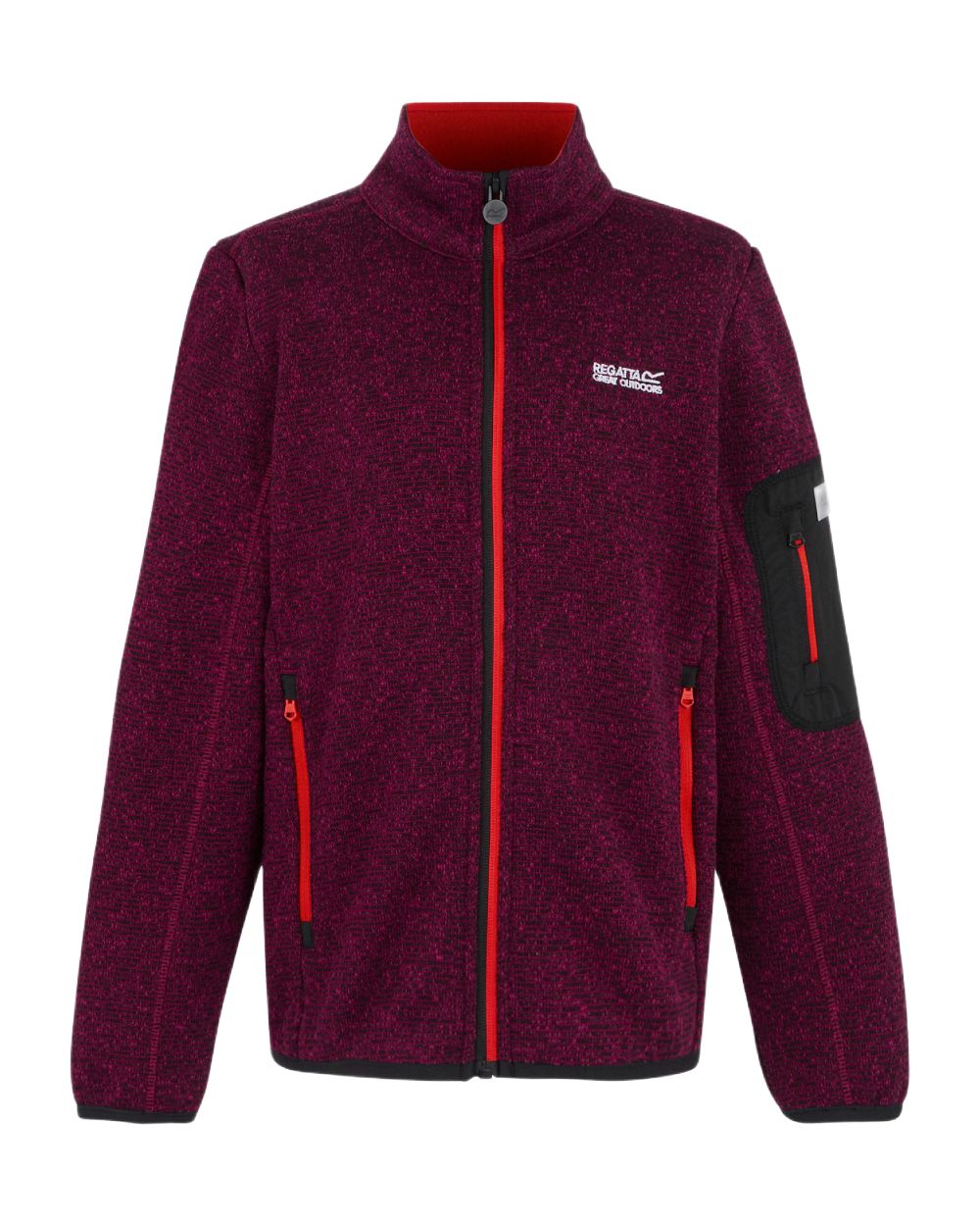 Dark Pimento Coloured Regatta Childrens Junior Newhill Full Zip Fleece Jacket on white background