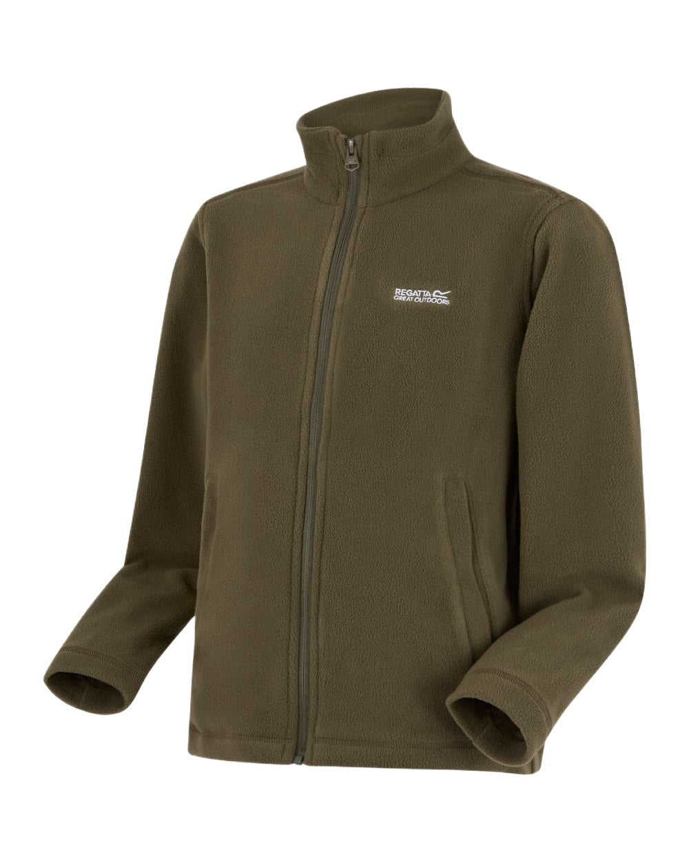 Olive Night Coloured Regatta Childrens King II Full Zip Fleece Jacket on white background