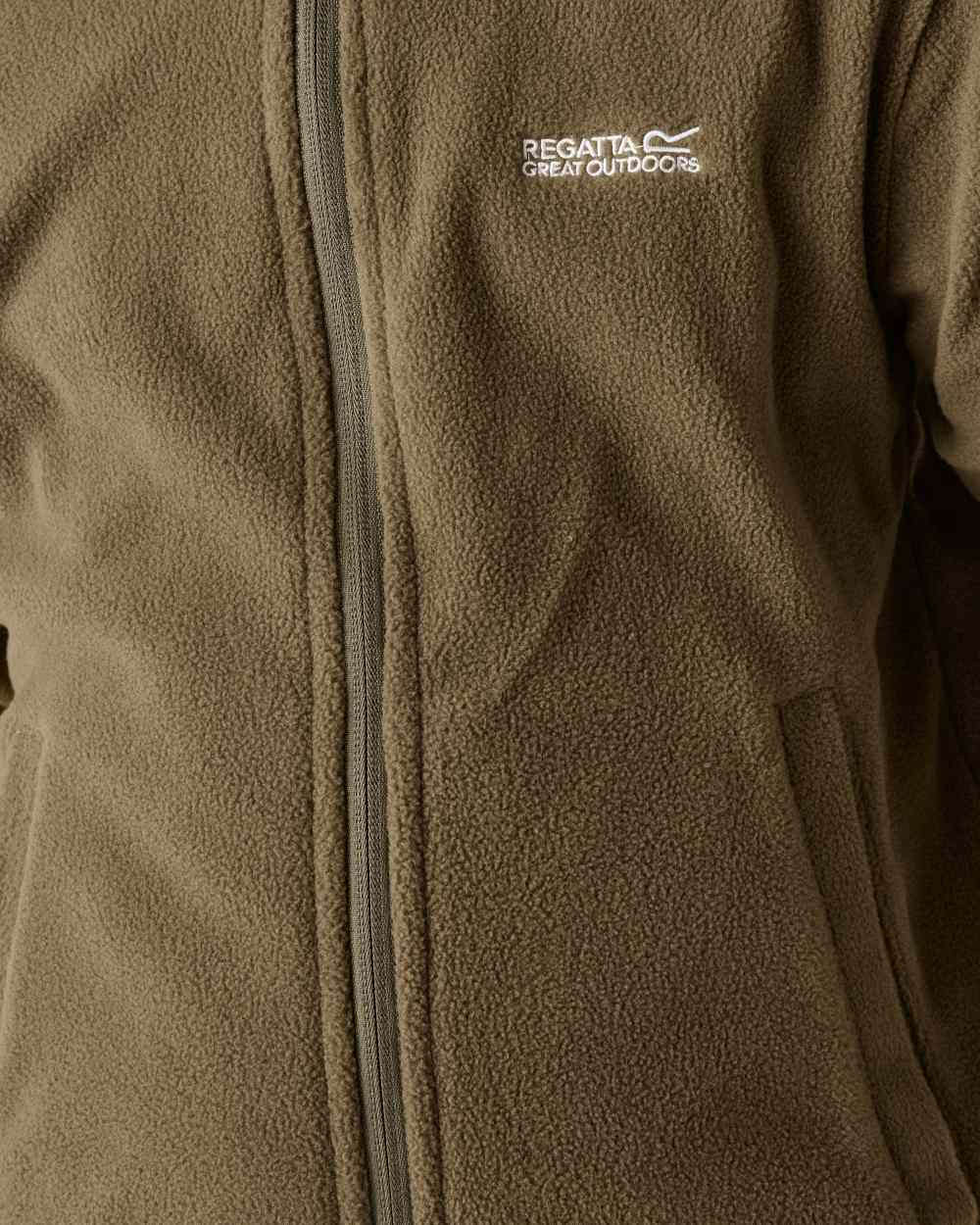 Olive Night Coloured Regatta Childrens King II Full Zip Fleece Jacket on white background