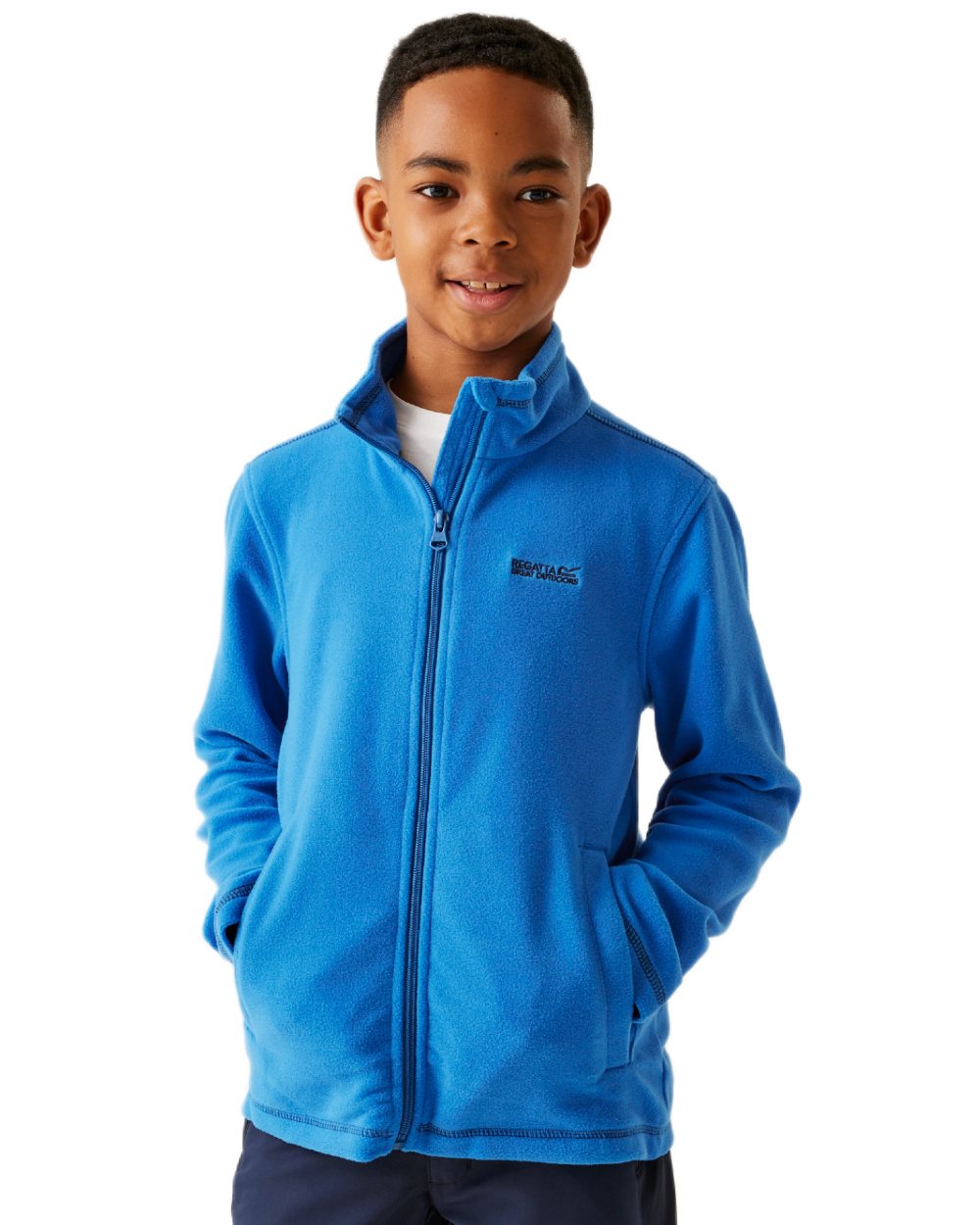 Oxford Blue Navy Coloured Regatta Childrens King II Full Zip Fleece Jacket on white background