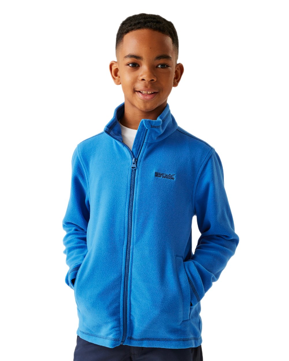 Oxford Blue Navy Coloured Regatta Childrens King II Full Zip Fleece Jacket on white background