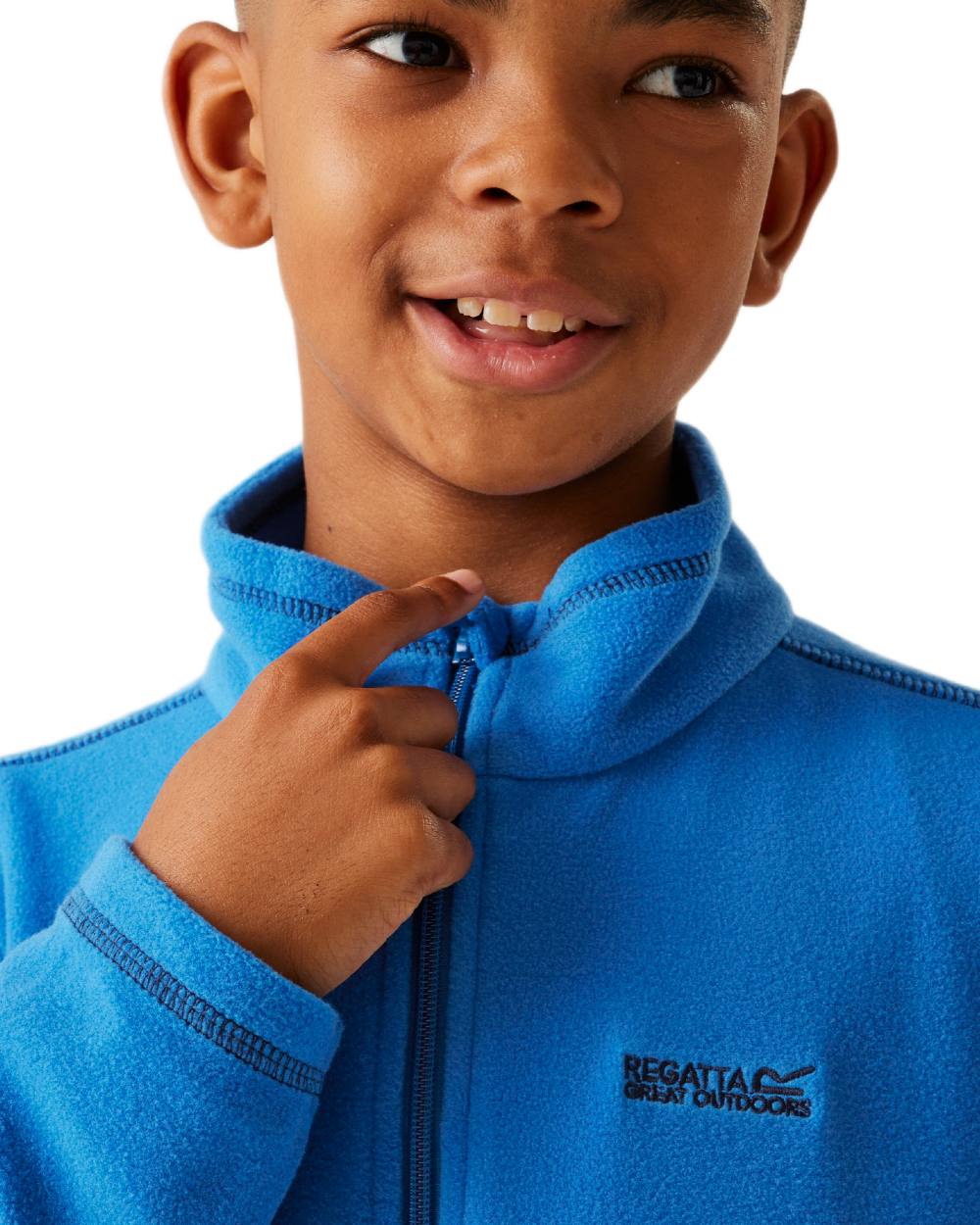 Oxford Blue Navy Coloured Regatta Childrens King II Full Zip Fleece Jacket on white background