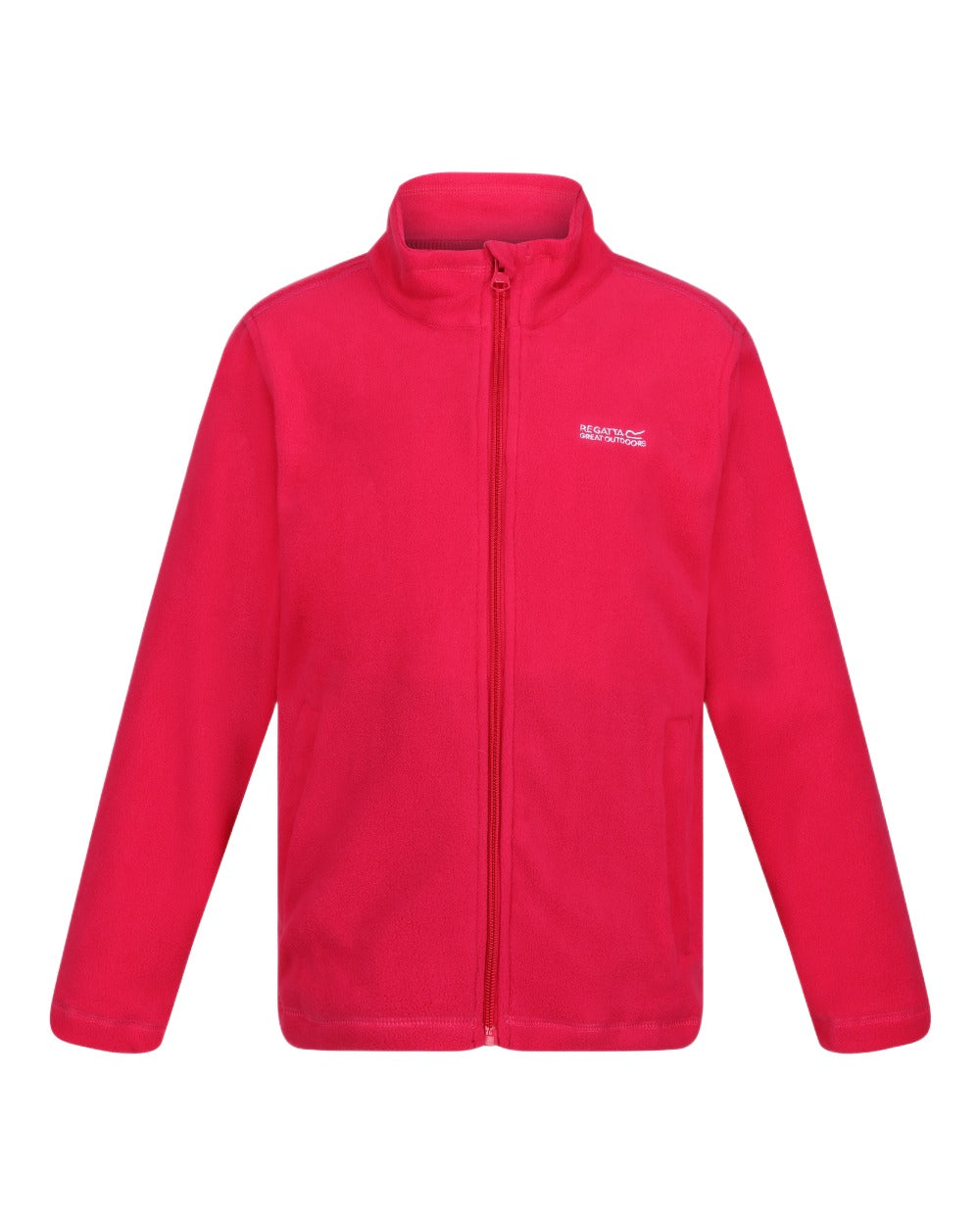 Pink Coloured Regatta Childrens King II Full Zip Fleece Jacket on white background