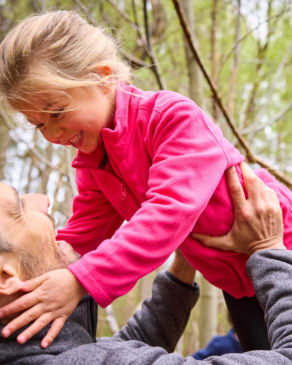 Pink Coloured Regatta Childrens King II Full Zip Fleece Jacket on outdoor background