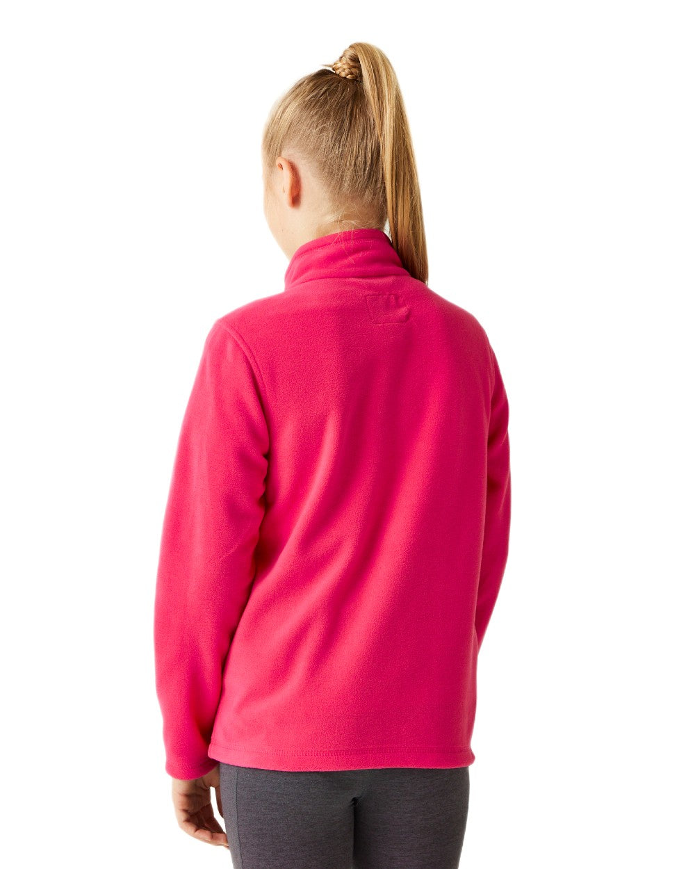 Pink Coloured Regatta Childrens King II Full Zip Fleece Jacket on white background