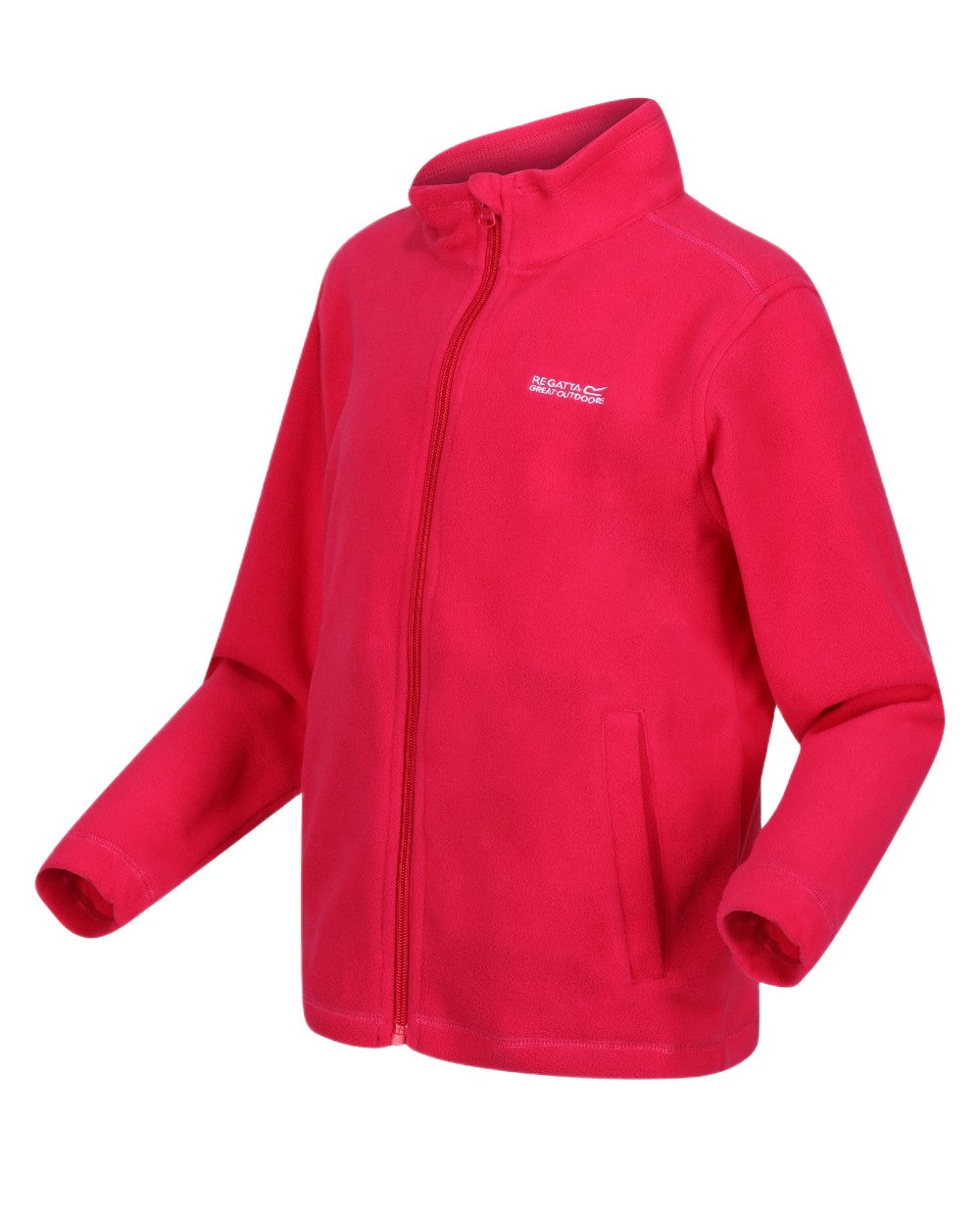 Pink Coloured Regatta Childrens King II Full Zip Fleece Jacket on white background