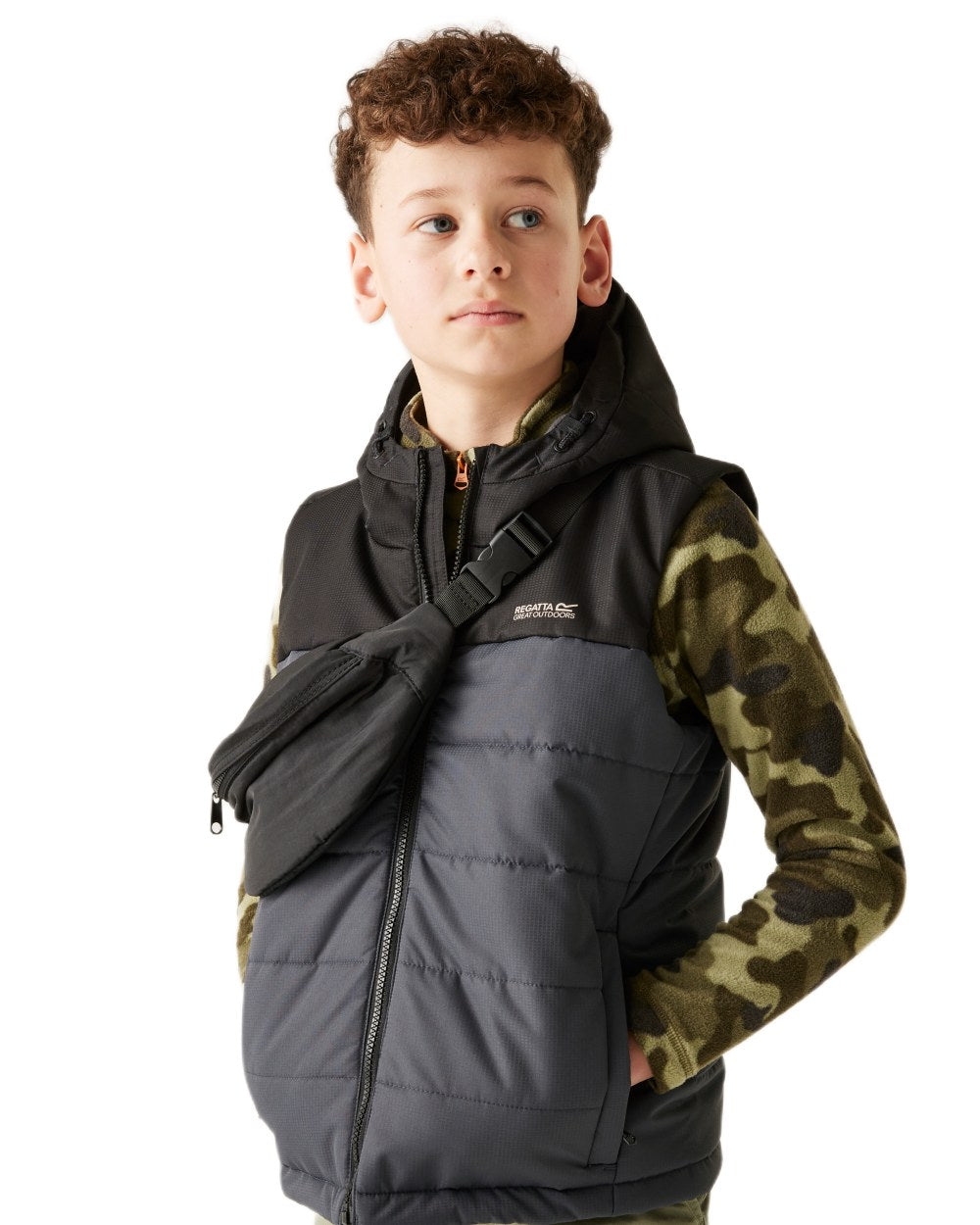 Black Sealgrey Coloured Regatta Childrens Lofthouse Bodywarmer Gilet on white background