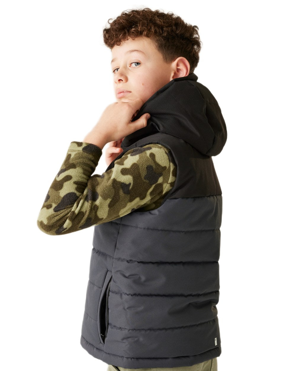 Black Sealgrey Coloured Regatta Childrens Lofthouse Bodywarmer Gilet on white background