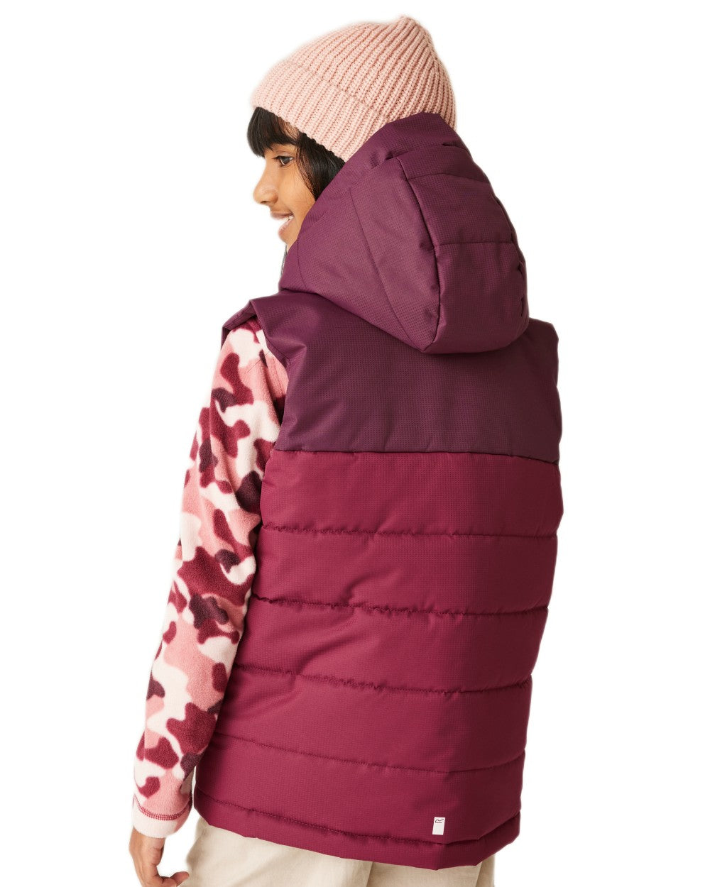 Fig Dark Pimento Coloured Regatta Childrens Lofthouse Bodywarmer Gilet on white background