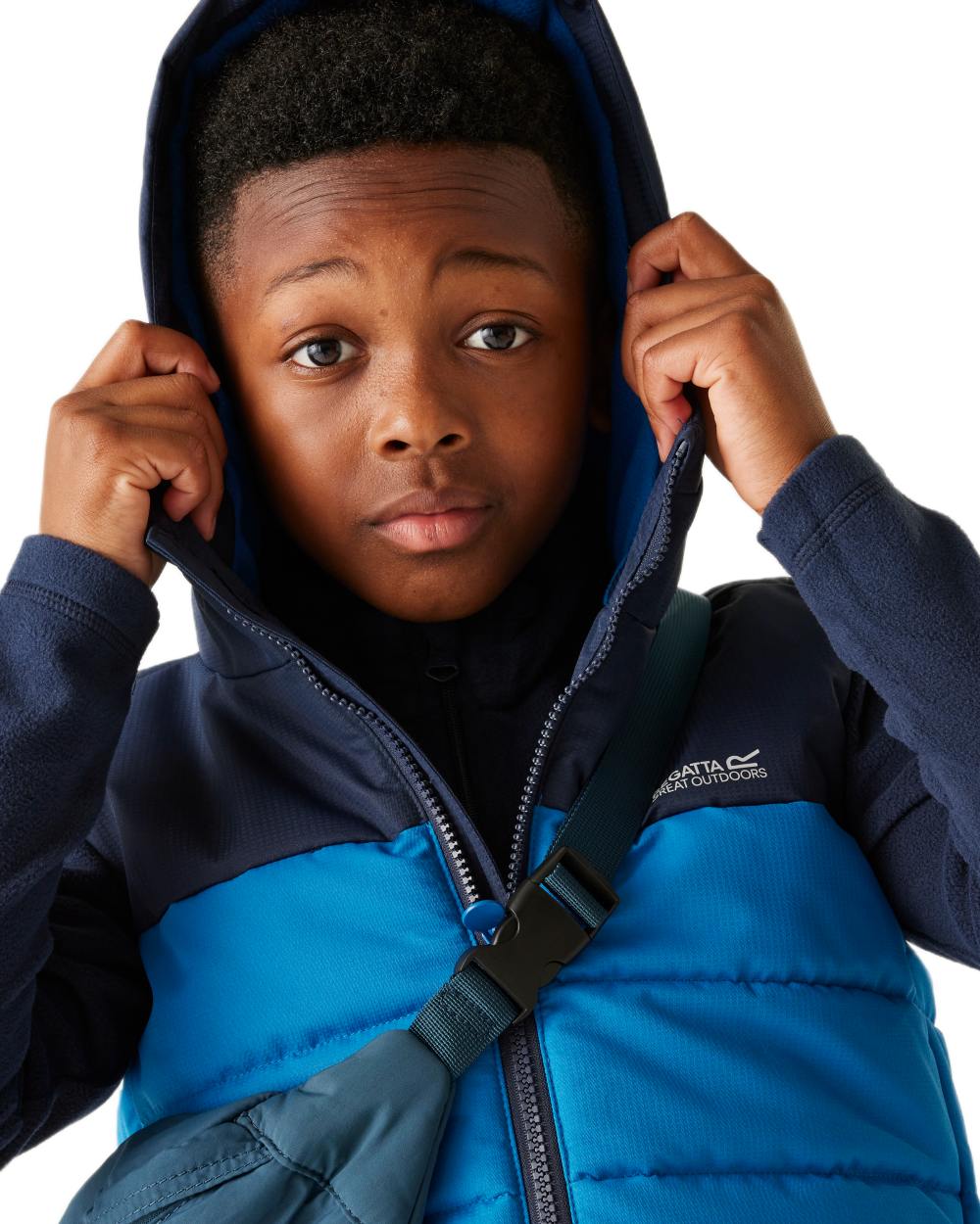 Navy Snorkel Blue Coloured Regatta Childrens Lofthouse Bodywarmer Gilet on white background