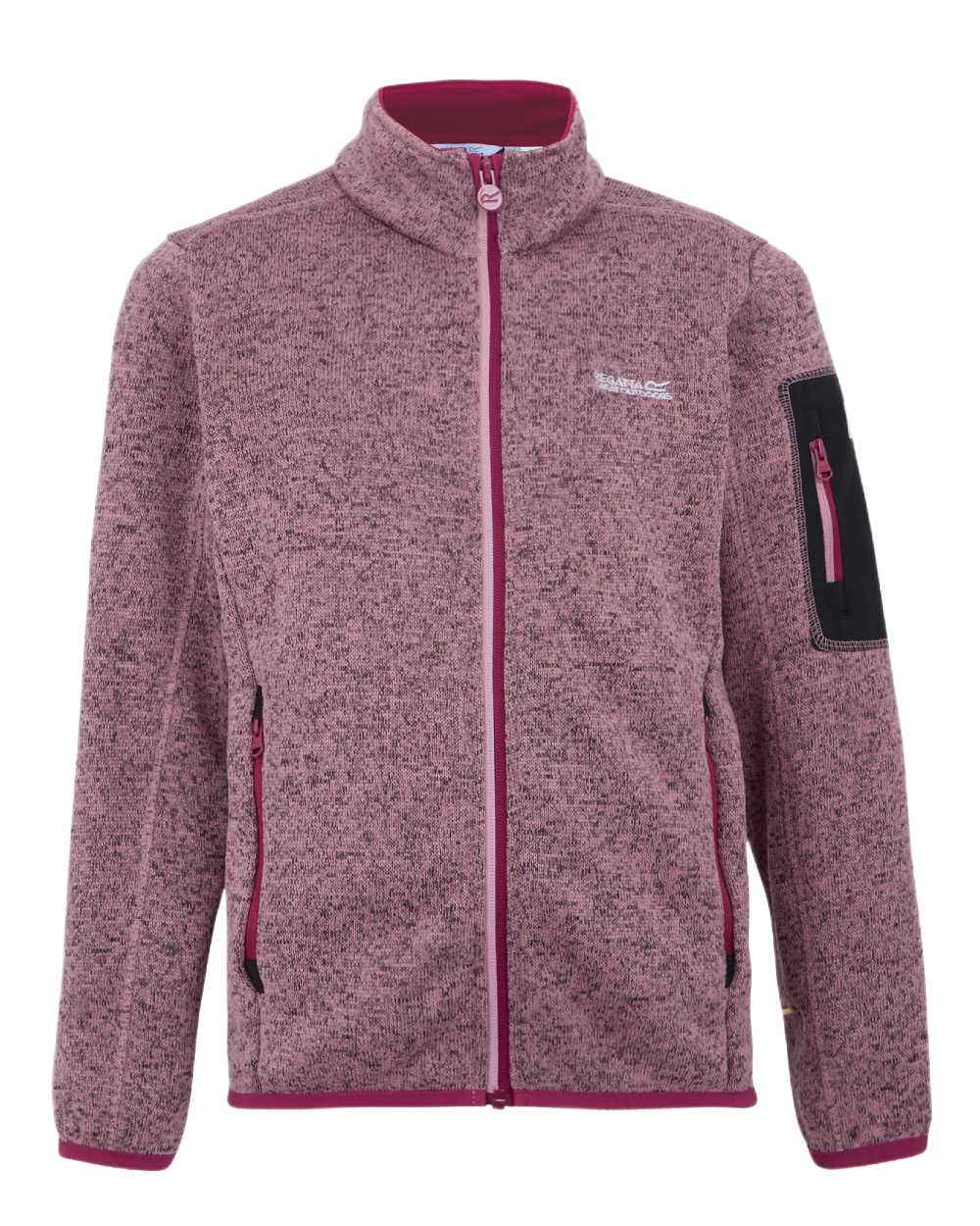 Lilas Beaujolais Coloured Regatta Childrens Newhill Full Zip Fleece Jacket on white background