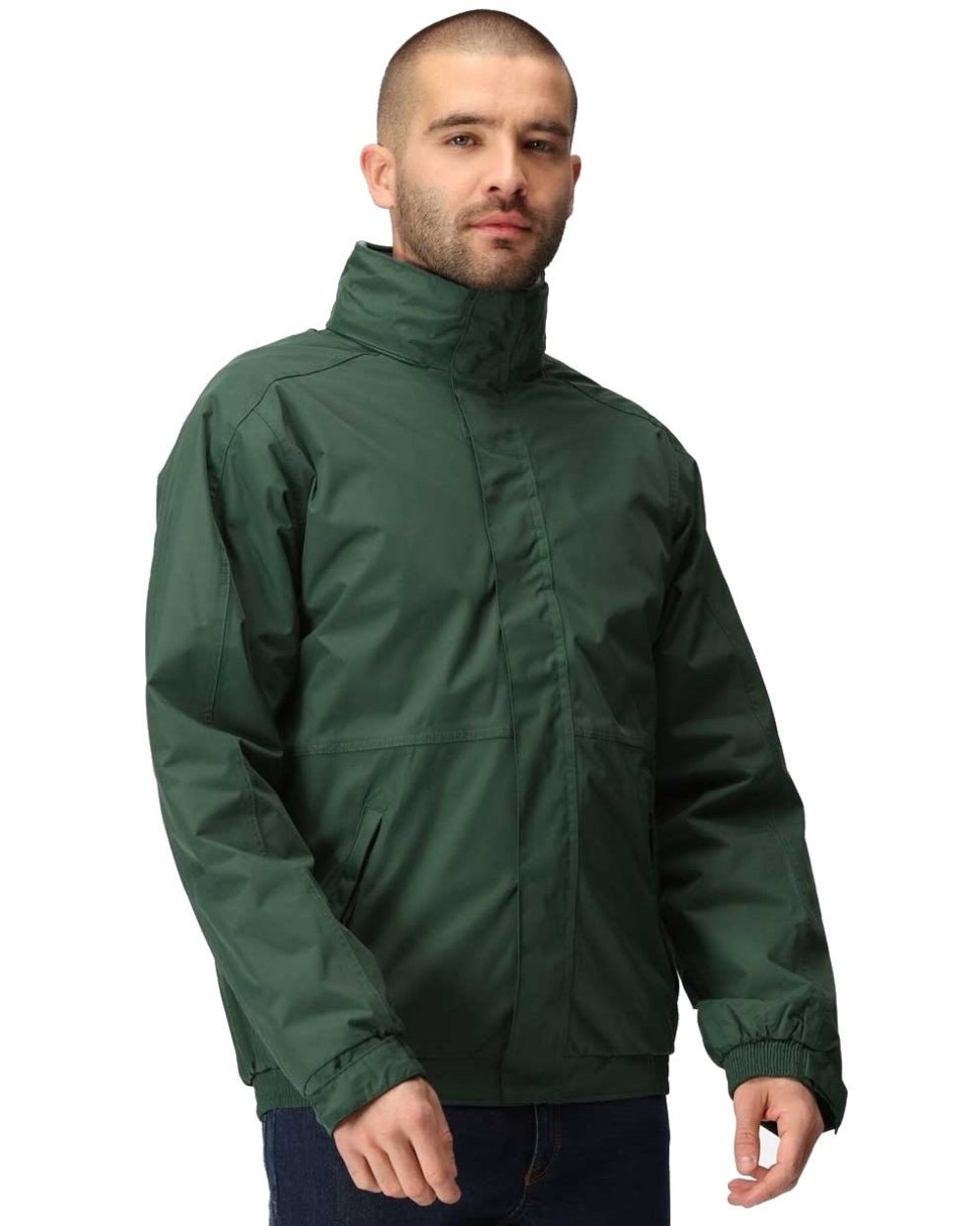 Dark Green Dark Grey coloured Regatta Dover Fleece Lined Bomber Jacket on white background
