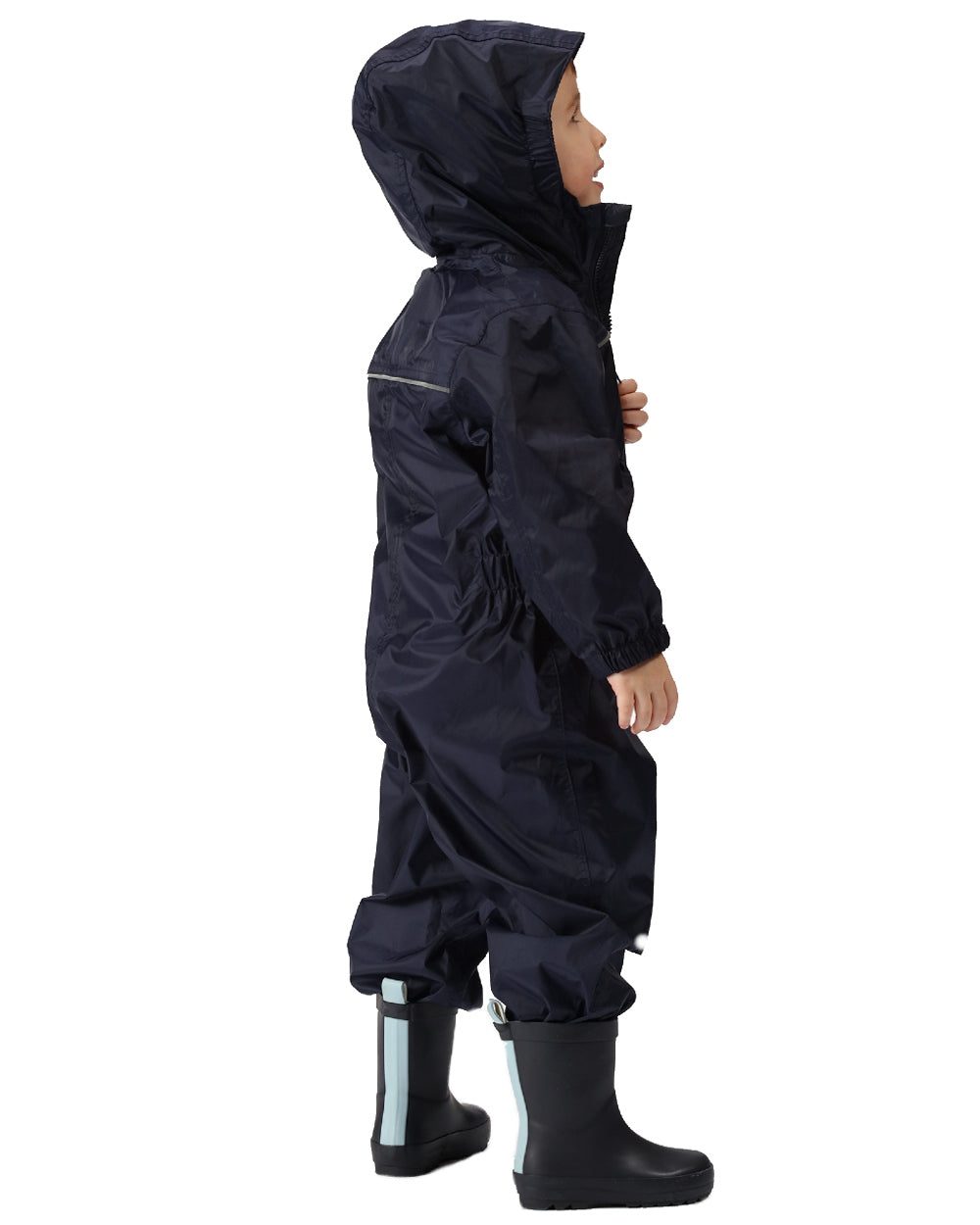 Navy coloured Regatta Kids Breathable Paddle Rain Suit on white background