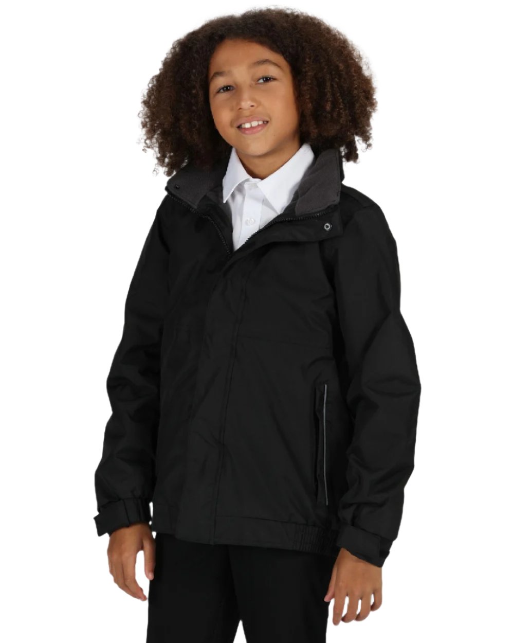 Black Ash coloured Regatta Kids Dover Fleece Lined Jacket on white background
