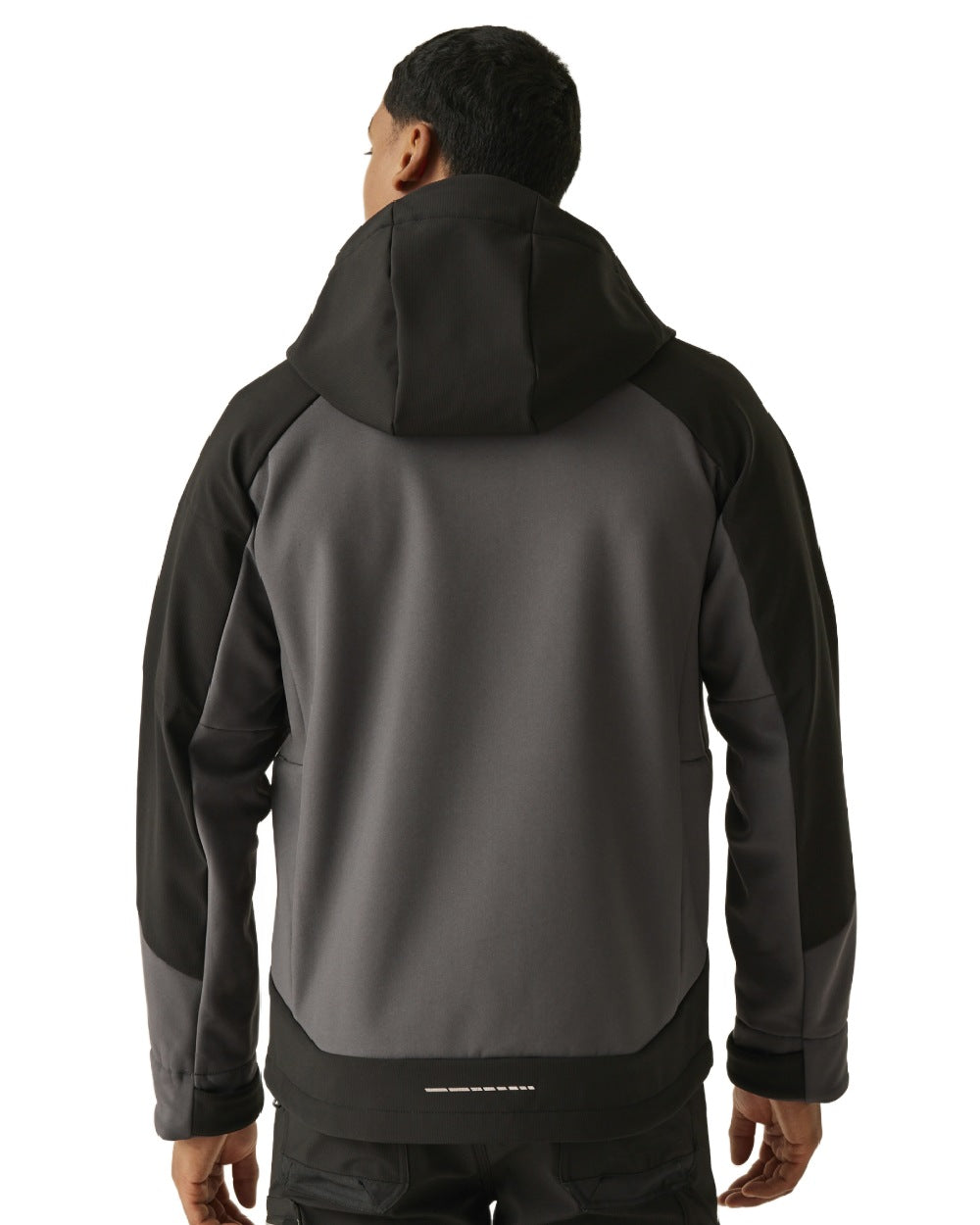 Slate Grey Black coloured Regatta Mens 4Tex Stretch 3 Layer Softshell Jacket on white background