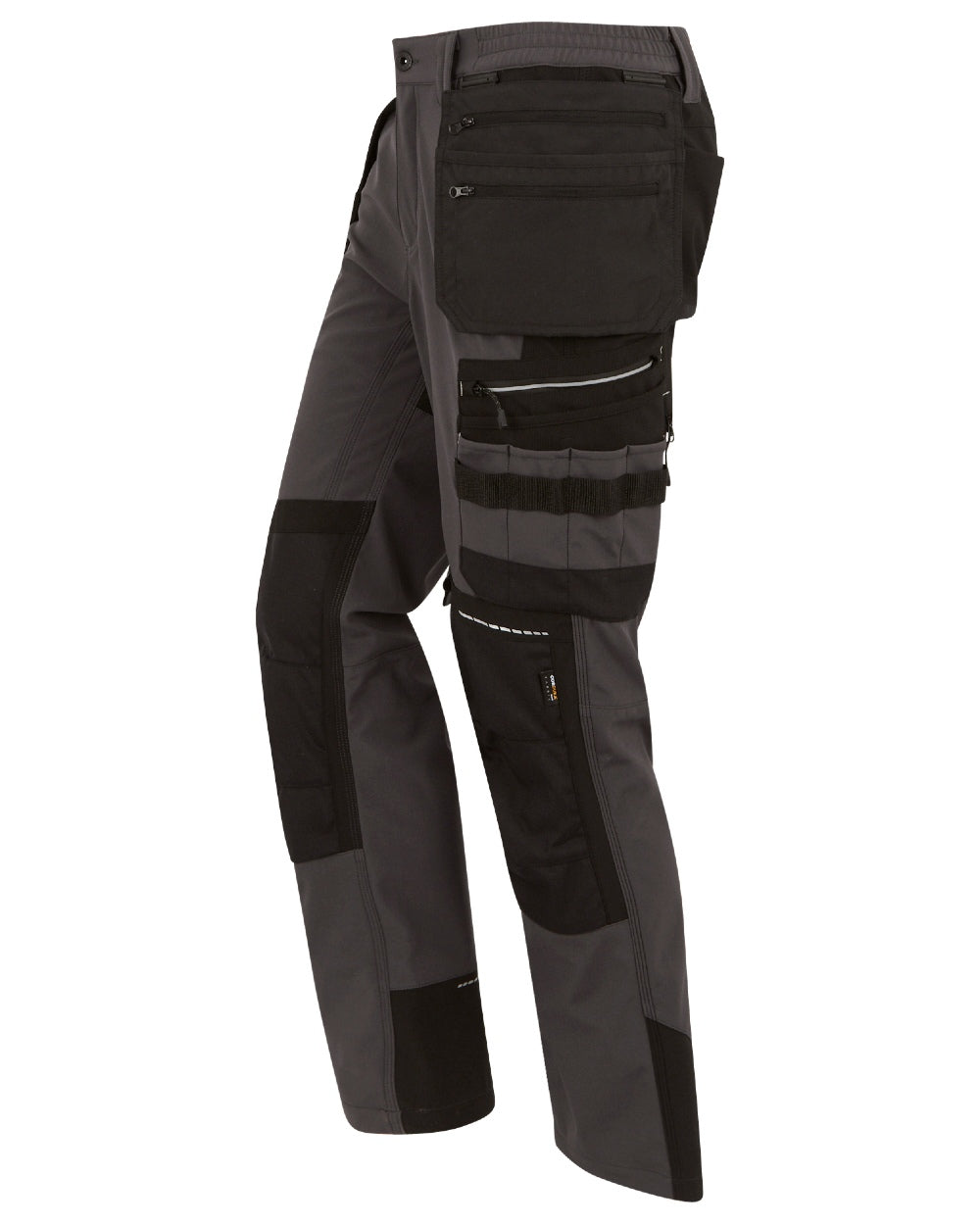 Slate Grey Black coloured Regatta Mens 4Tex Stretch Holster Trousers on white background