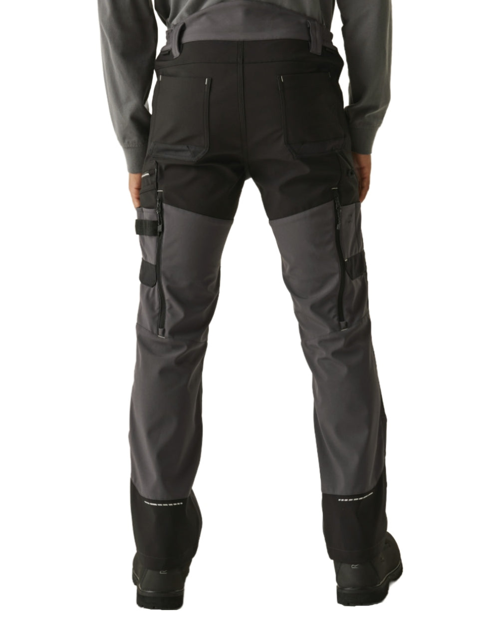 Slate Grey Black coloured Regatta Mens 4Tex Stretch Holster Trousers on white background