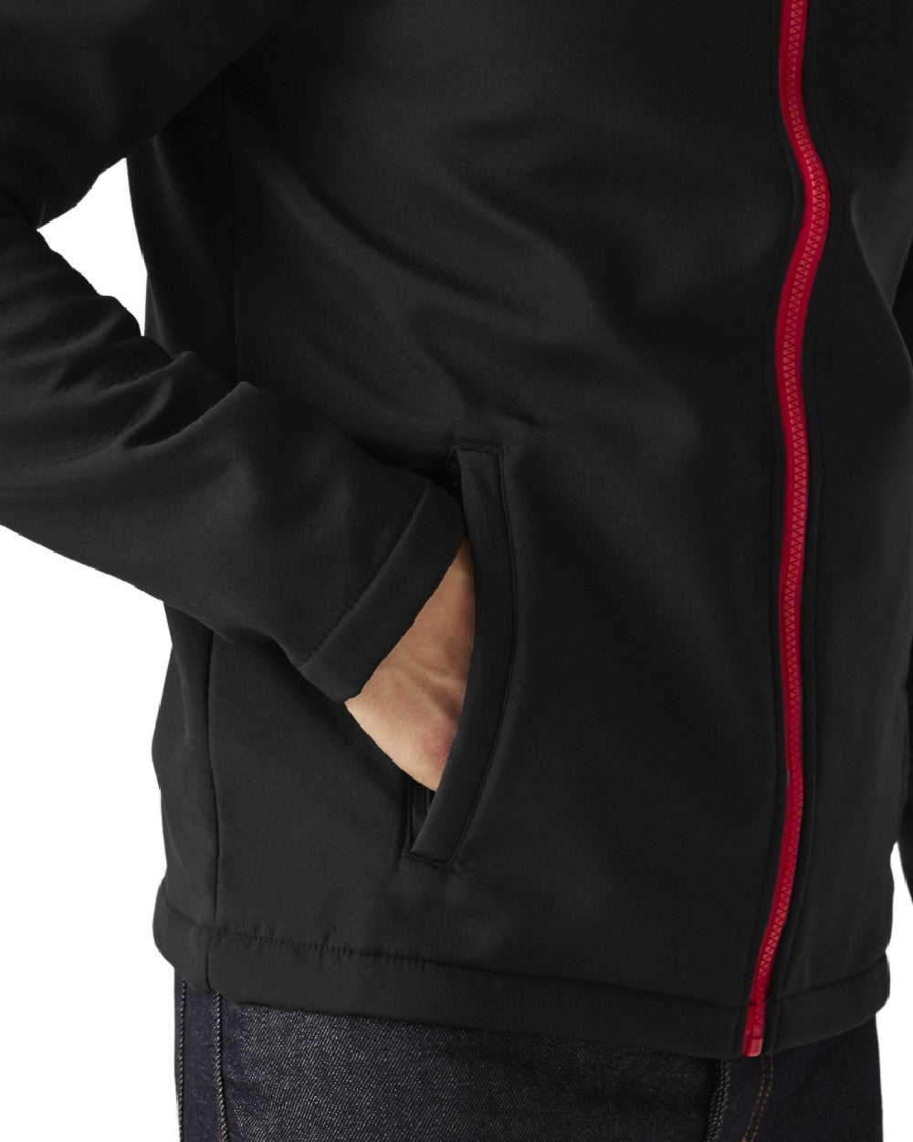 Black Classic Red coloured Regatta Mens Ablaze Printable Softshell Jacket on white background