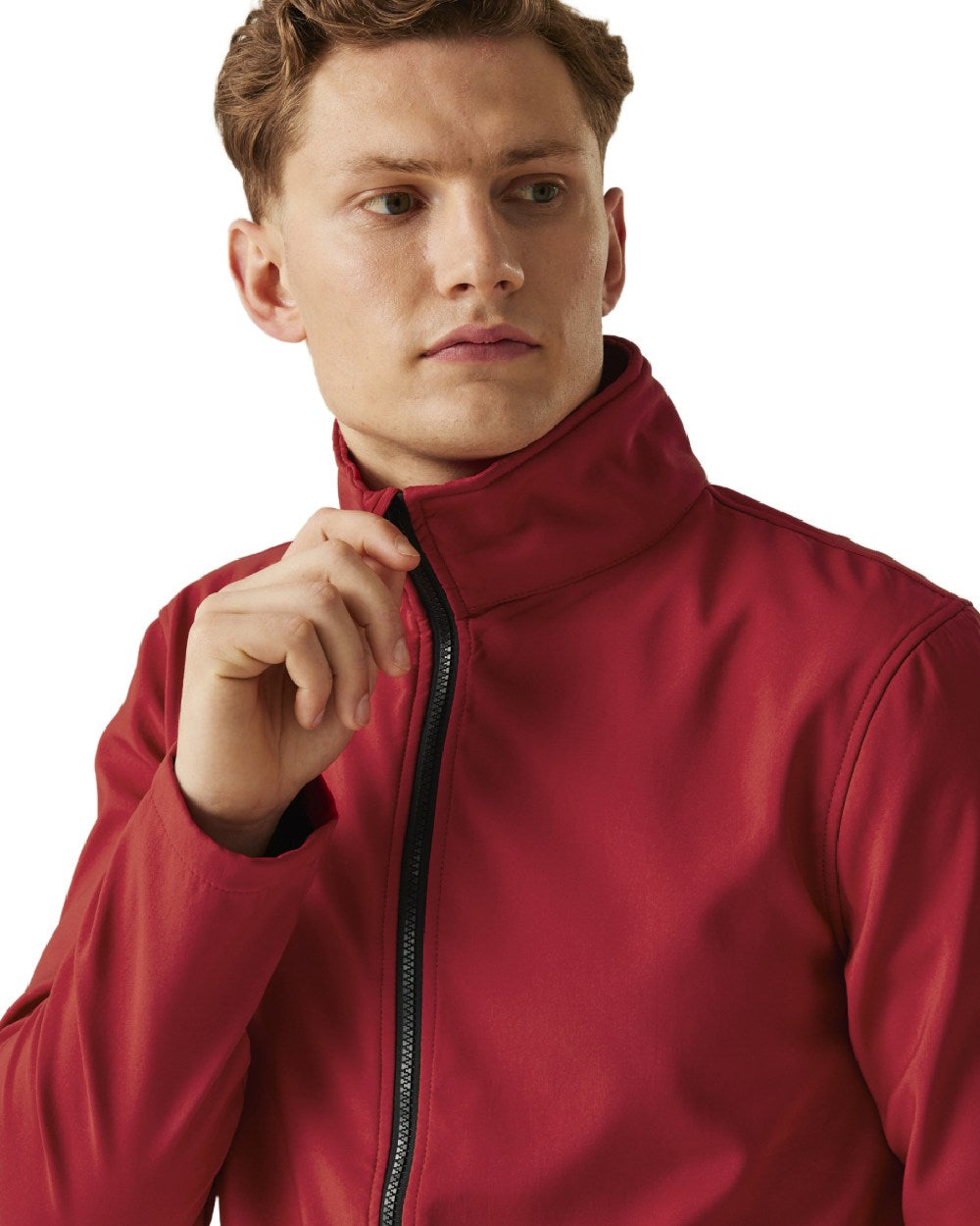 Classic Red Black coloured Regatta Mens Ablaze Printable Softshell Jacket on white background