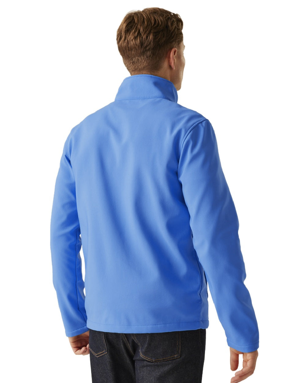 French Blue Navy coloured Regatta Mens Ablaze Printable Softshell Jacket on white background