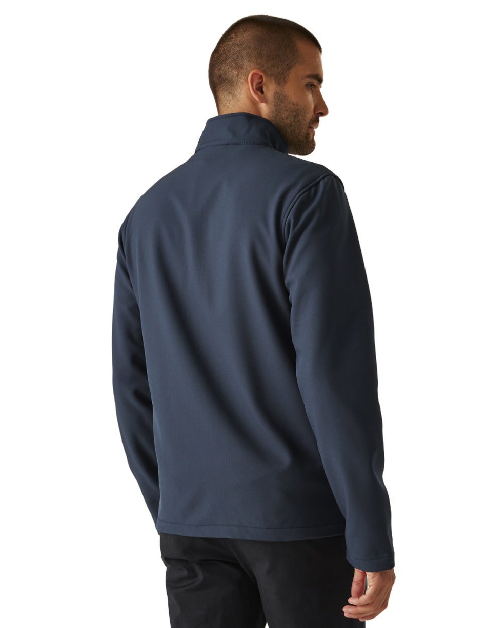 Navy French Blue coloured Regatta Mens Ablaze Printable Softshell Jacket on white background