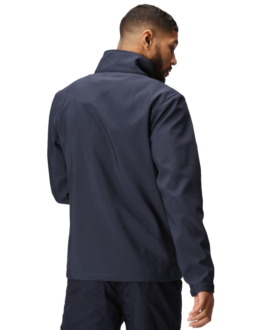 Navy coloured Regatta Mens Ablaze Printable Softshell Jacket on white background