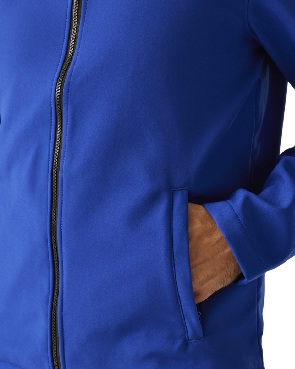 New Royal Black coloured Regatta Mens Ablaze Printable Softshell Jacket on white background