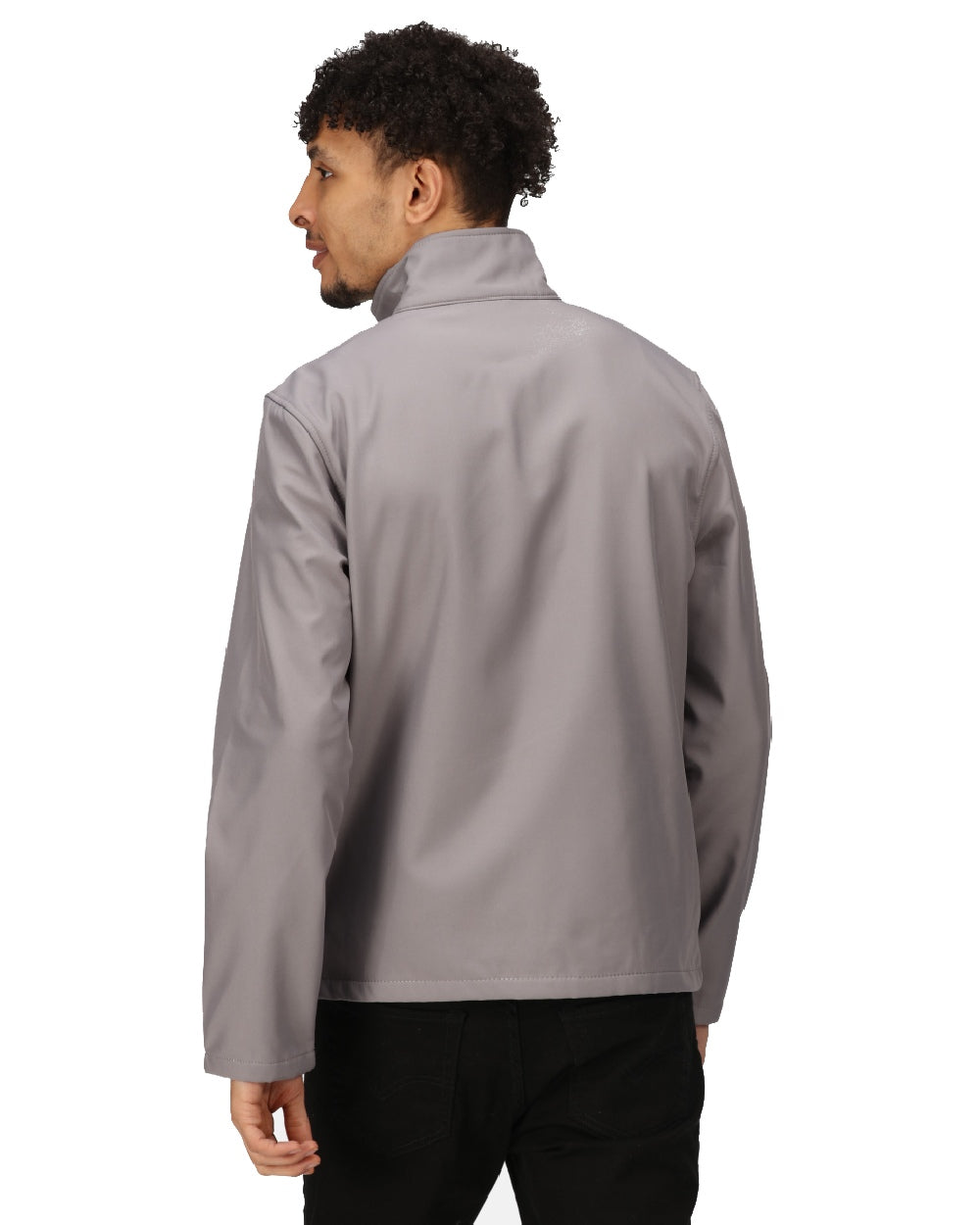 Rock Grey Black coloured Regatta Mens Ablaze Printable Softshell Jacket on white background