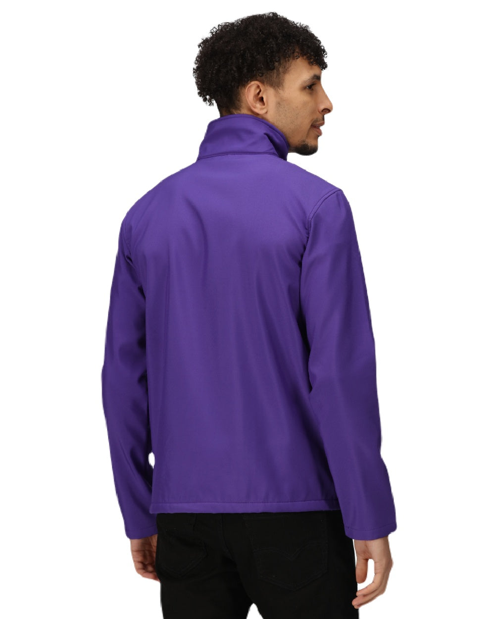 Vibrant Purple Black coloured Regatta Mens Ablaze Printable Softshell Jacket on white background