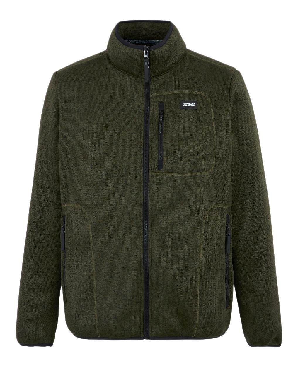 Dark Khaki Coloured Regatta Mens Barlee Full Zip Fleece Jacket on white background