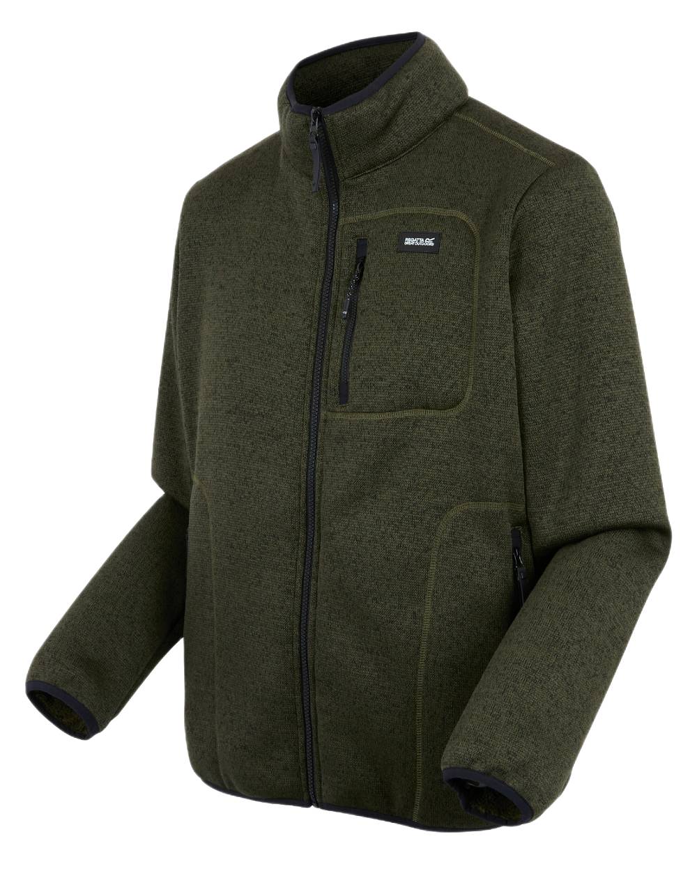 Dark Khaki Coloured Regatta Mens Barlee Full Zip Fleece Jacket on white background
