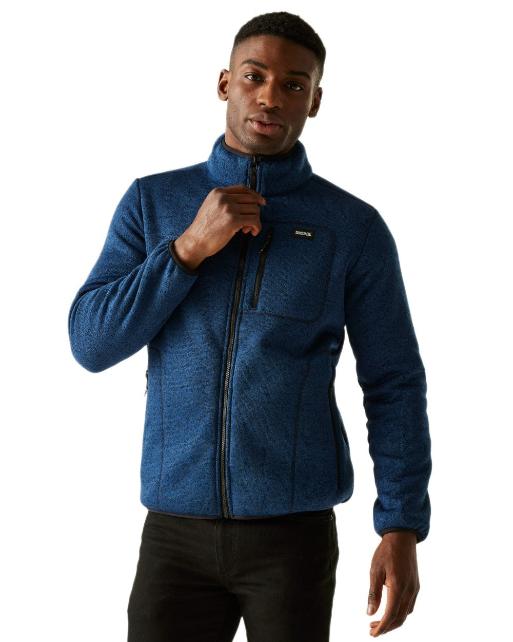 Navy Coloured Regatta Mens Barlee Full Zip Fleece Jacket on white background