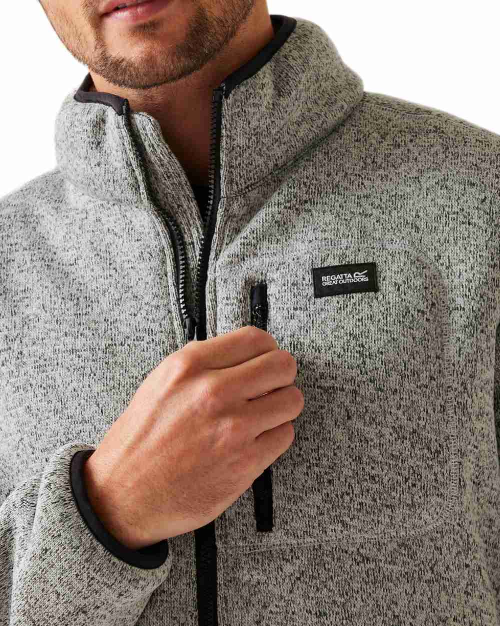Silver Grey Coloured Regatta Mens Barlee Full Zip Fleece Jacket on white background