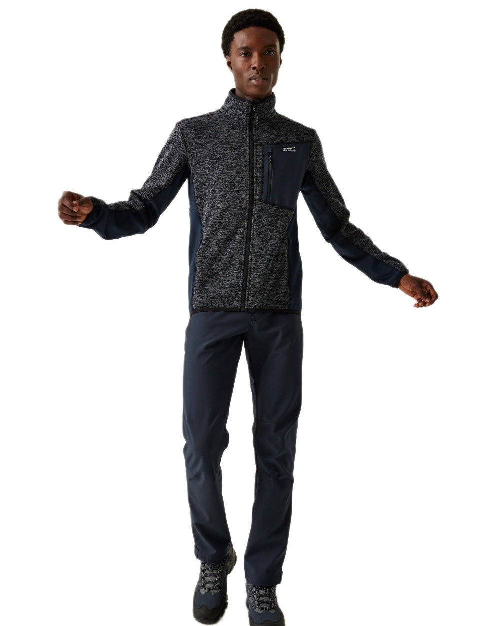 Navy Marl Navy Coloured Regatta Mens Baslinn Full Zip Fleece Jacket on white background
