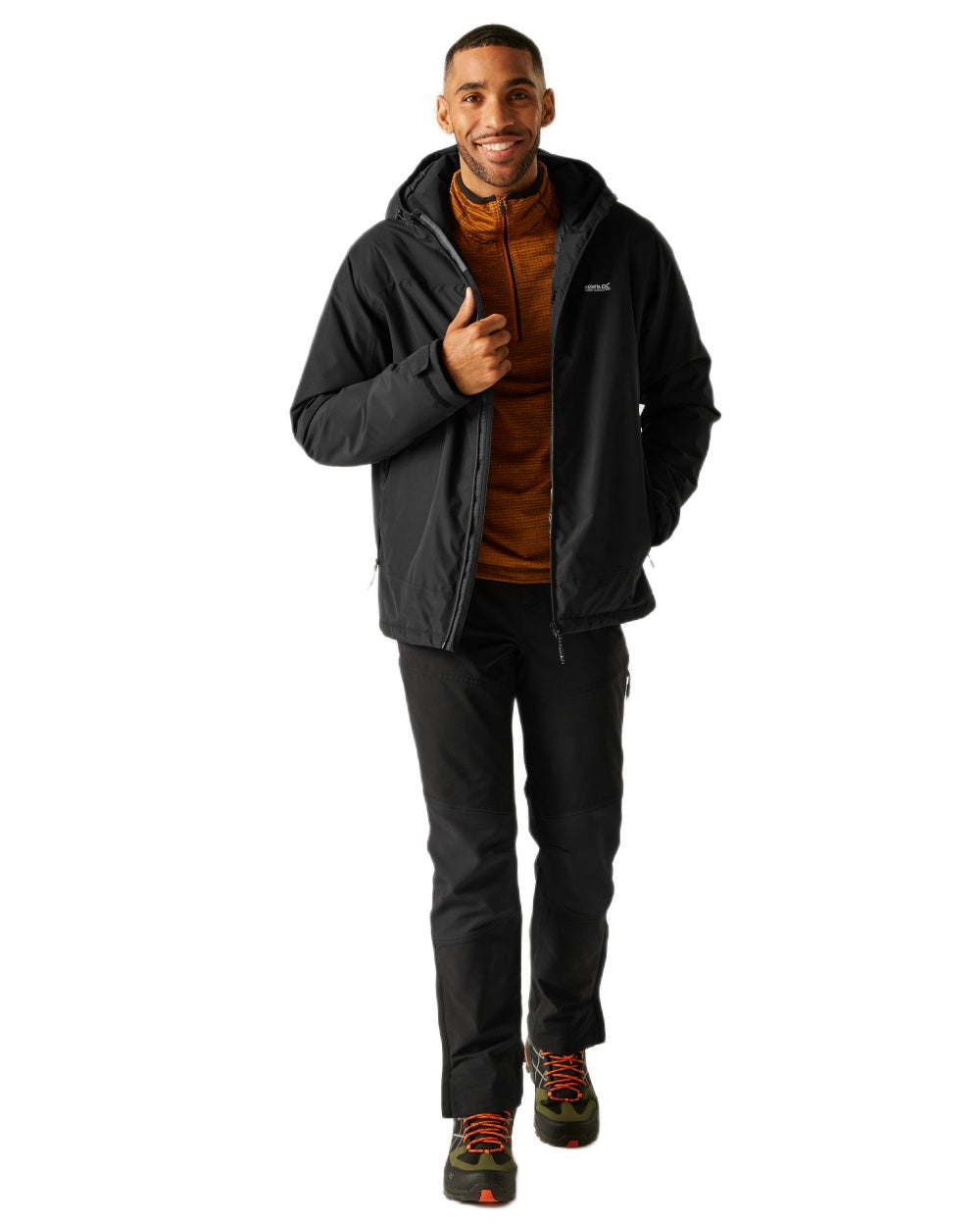 Black Coloured Regatta Mens Caspen Waterproof Insulated Jacket on white background