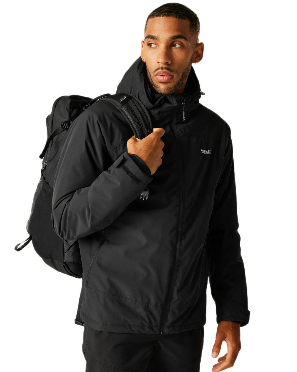 Black Coloured Regatta Mens Caspen Waterproof Insulated Jacket on white background