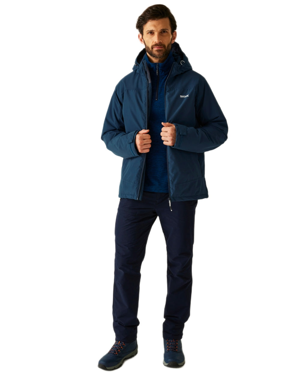 Moon Light Denim Coloured Regatta Mens Caspen Waterproof Insulated Jacket on white background