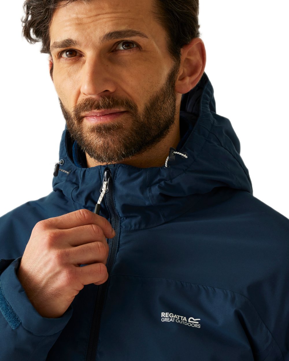 Moon Light Denim Coloured Regatta Mens Caspen Waterproof Insulated Jacket on white background