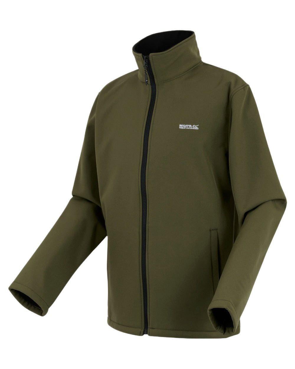 Olive Night Coloured Regatta Mens Cera V Softshell Jacket on white background