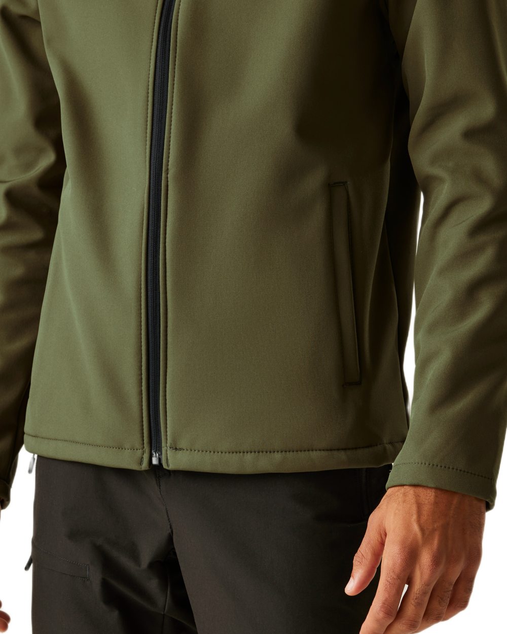 Olive Night Coloured Regatta Mens Cera V Softshell Jacket on white background