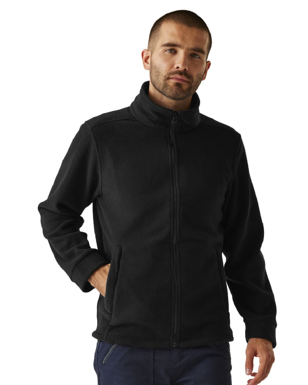 Black coloured Regatta Mens Classic Full Zip Fleece on white background