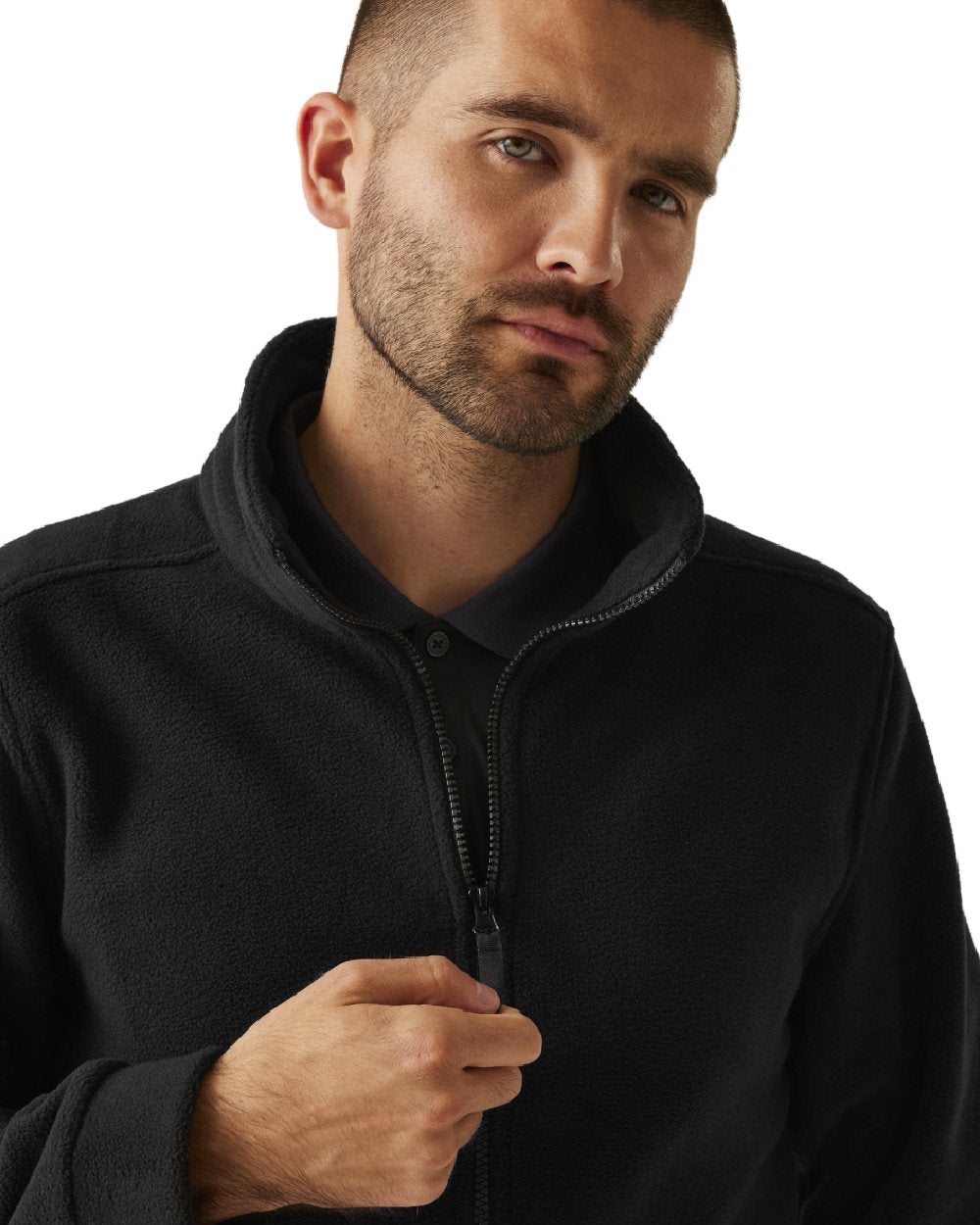 Black coloured Regatta Mens Classic Full Zip Fleece on white background