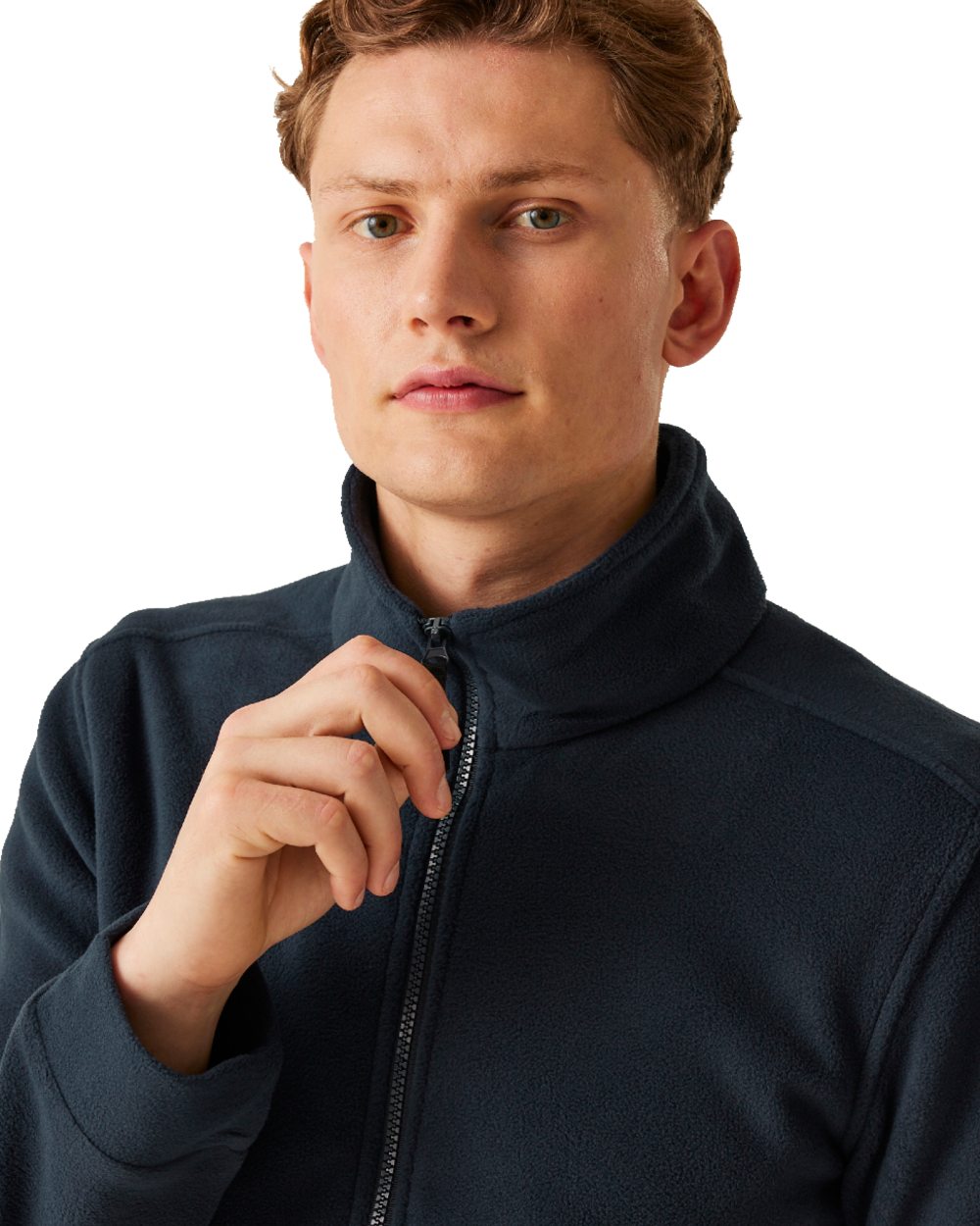 Navy coloured Regatta Mens Classic Full Zip Fleece on white background
