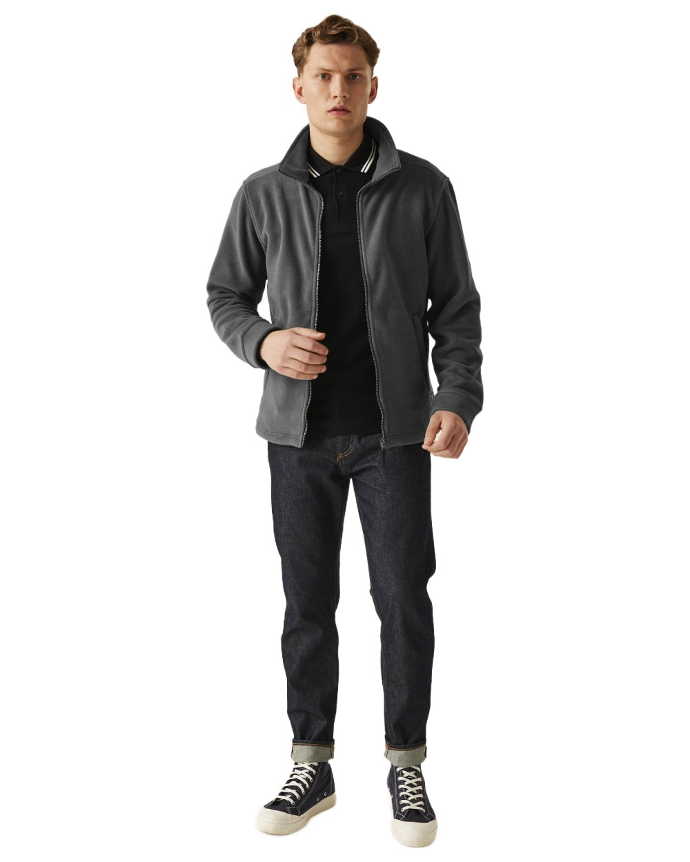 Seal Grey coloured Regatta Mens Classic Full Zip Fleece on white background