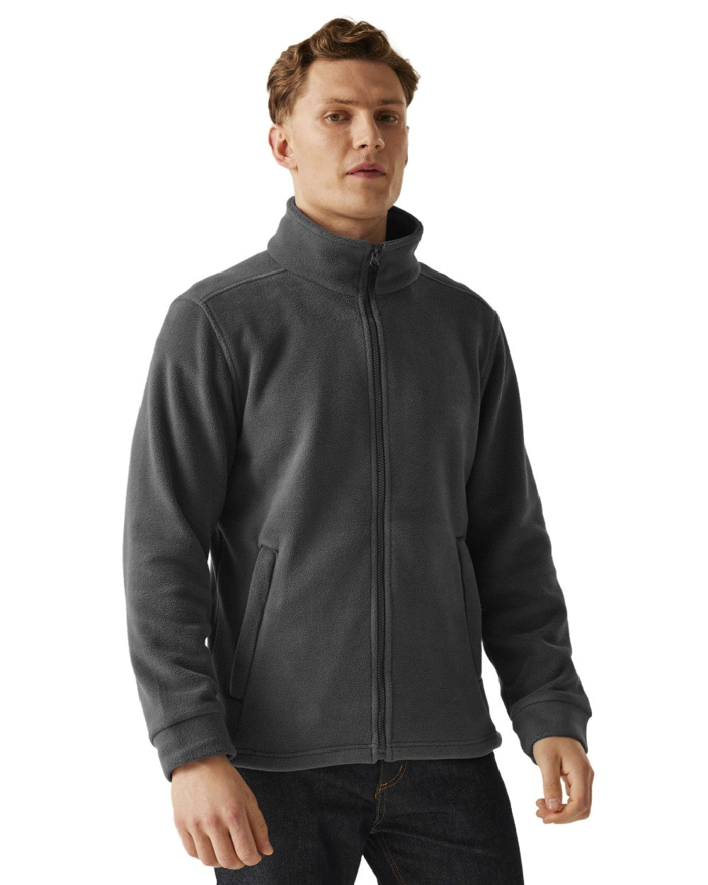 Seal Grey coloured Regatta Mens Classic Full Zip Fleece on white background