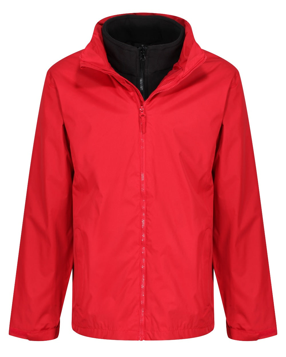 Classic Red Black coloured Regatta Mens Classic Waterproof 3 in 1 Jacket on white background