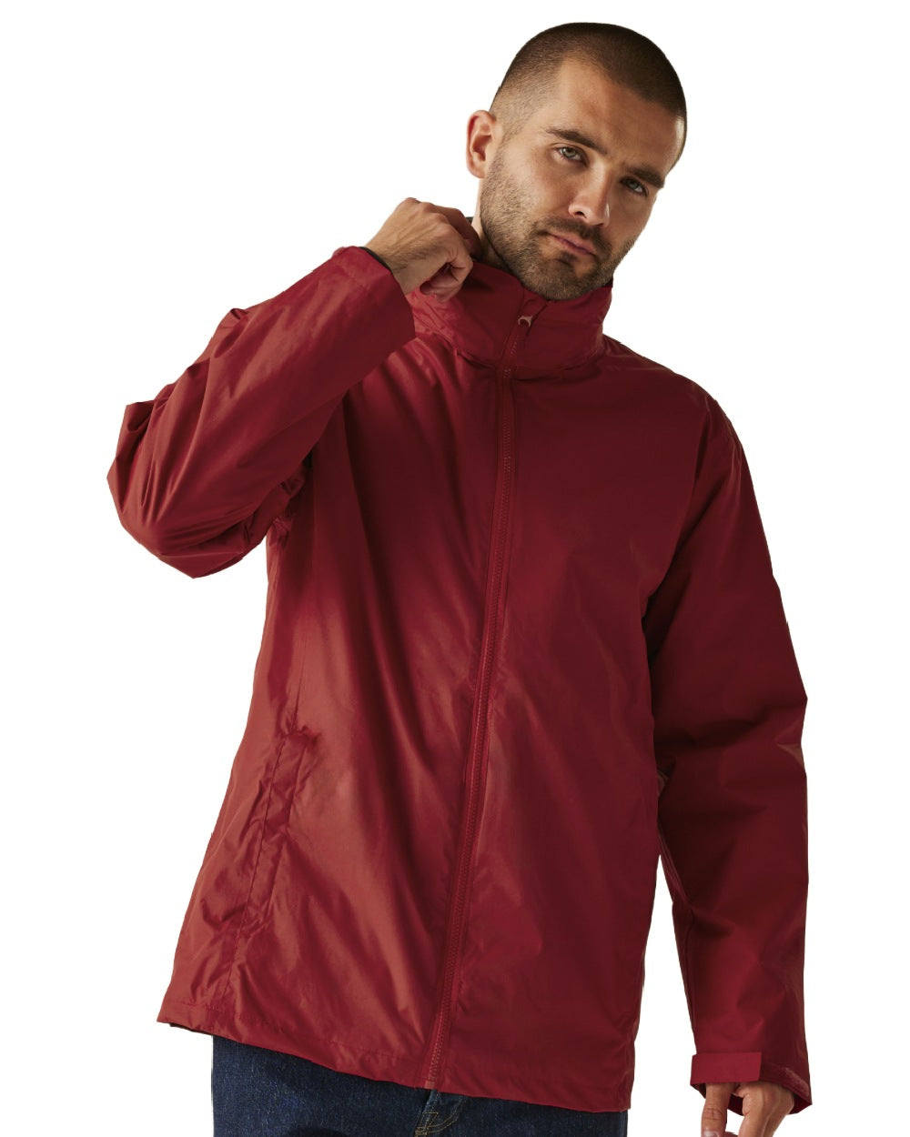 Classic Red Black coloured Regatta Mens Classic Waterproof 3 in 1 Jacket on white background